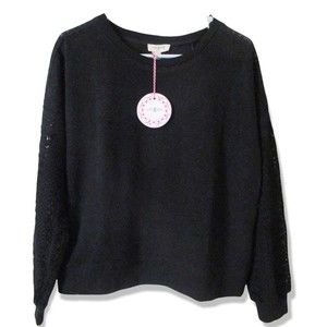 Umgee Crochet Detail Black Sweater